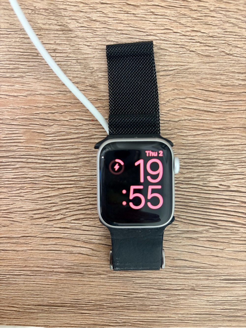 Apple Smartwatch with Black Case and Black Bands - Pink Digital Display